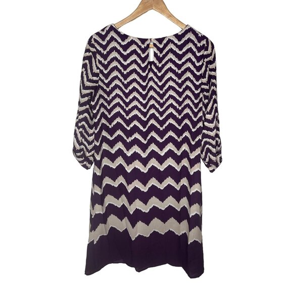 Luxology Purple Chevron Stripe Shift Dress Size 8 - Picture 2 of 11